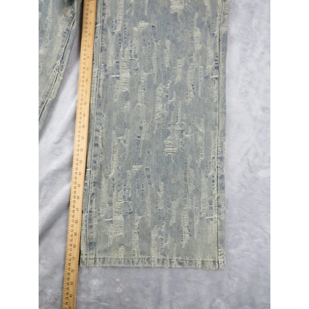 New Jeans‎ Women Small Blue Washed Acid Wash Distressed Wide Leg